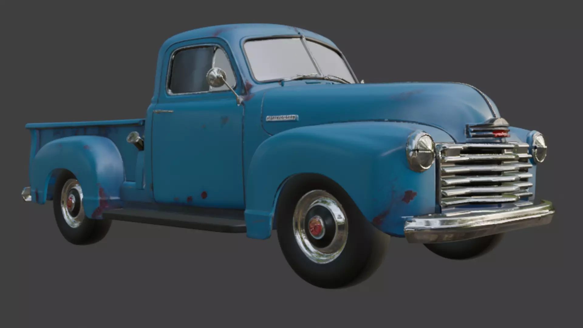 Old scratched Pickup Truck 3D Model 3D model_5