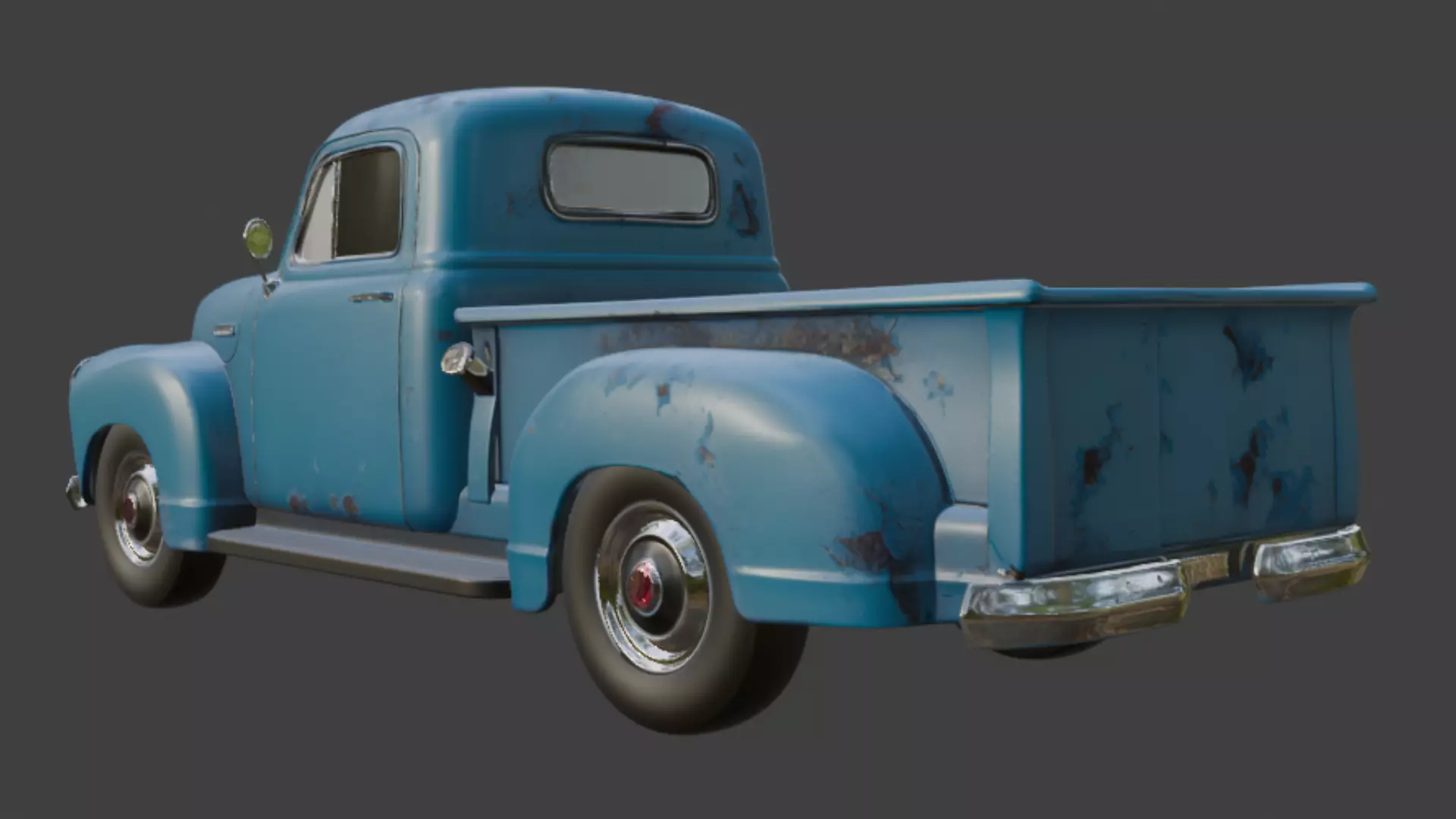 Old scratched Pickup Truck 3D Model 3D model_2