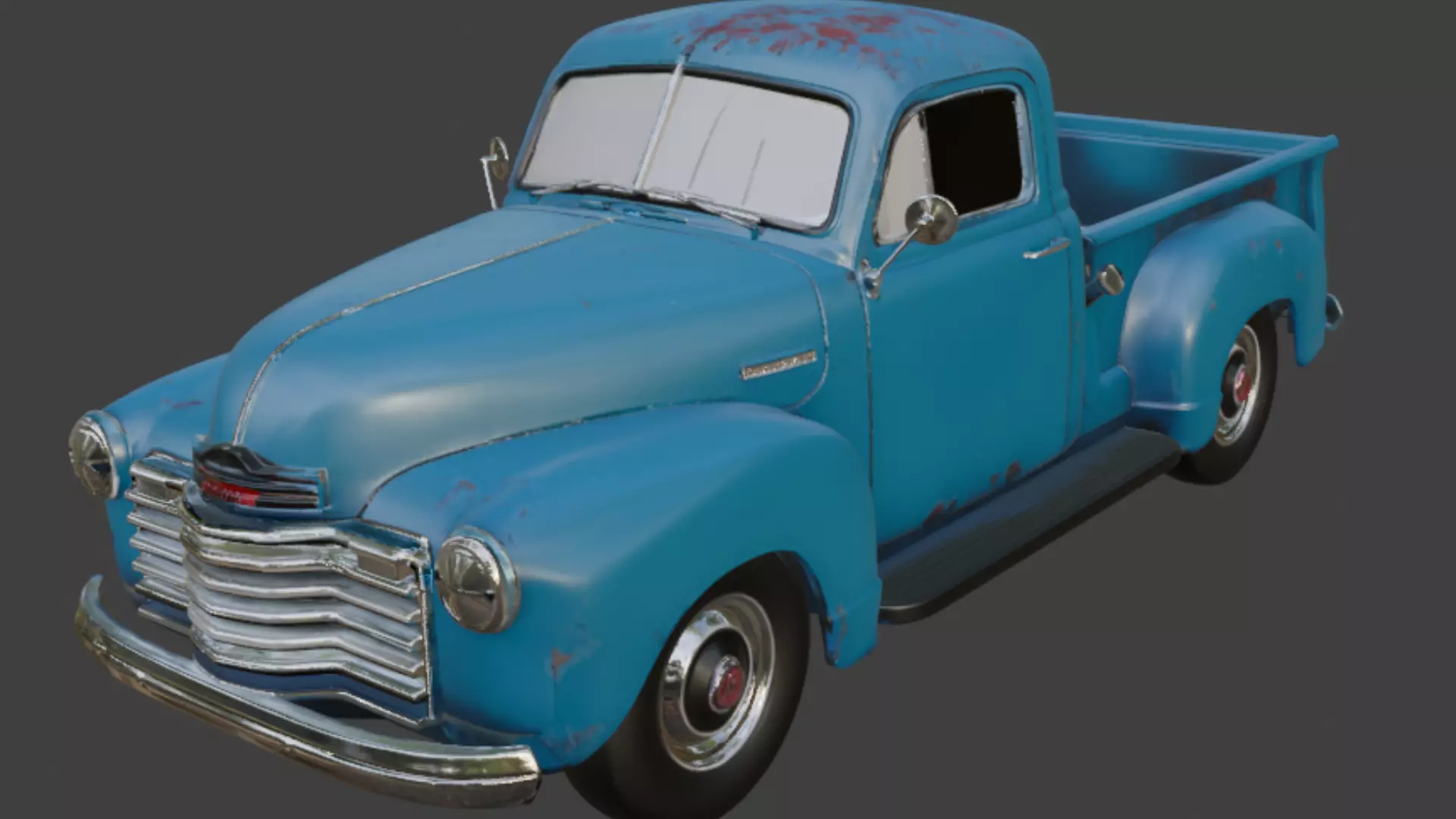 Old scratched Pickup Truck 3D Model 3D model_7