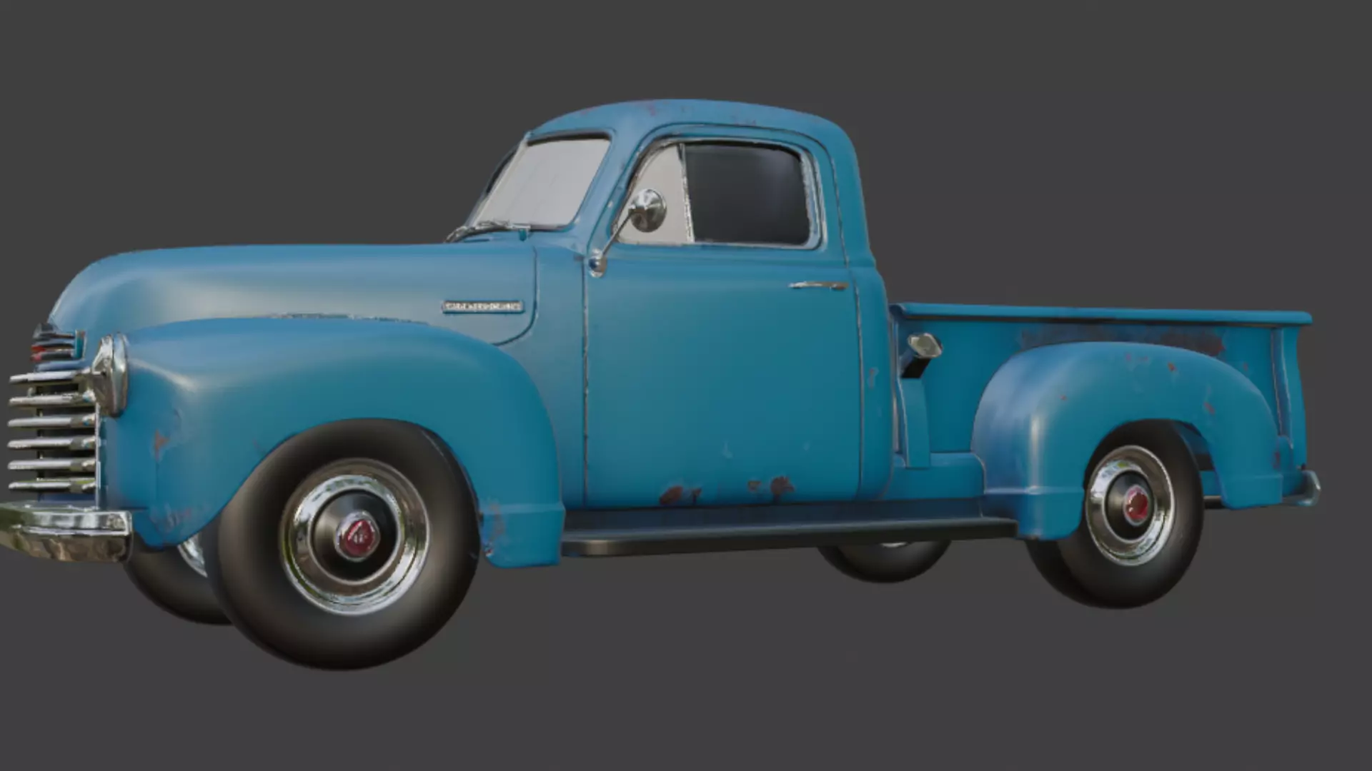 Old scratched Pickup Truck 3D Model 3D model_1