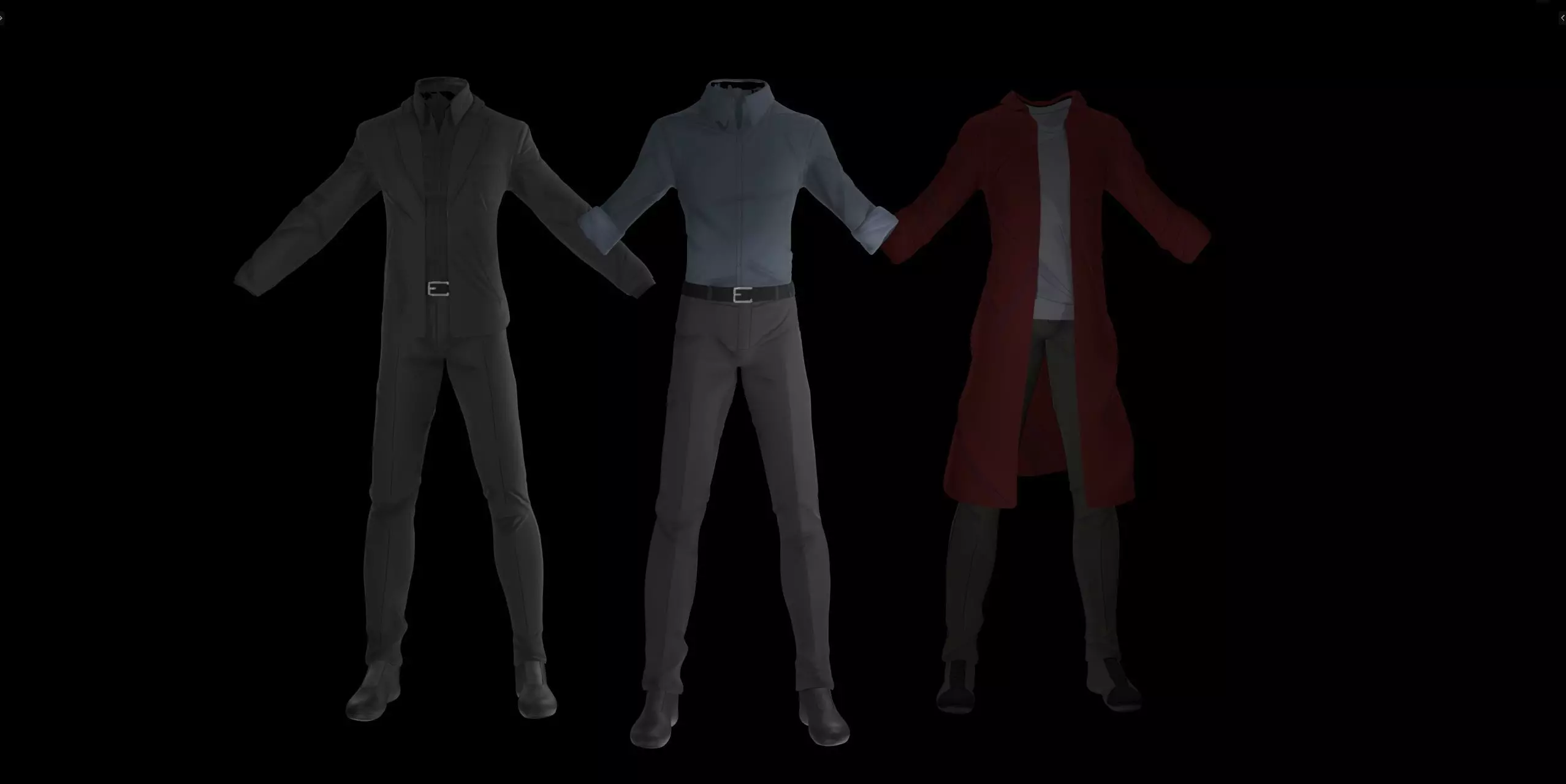 Anime Style Male Anatomy Character Wit Bundle of Cloths 3D model_3