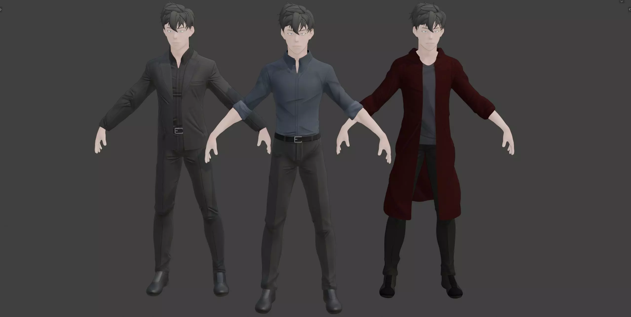 Anime Style Male Anatomy Character Wit Bundle of Cloths 3D model_21