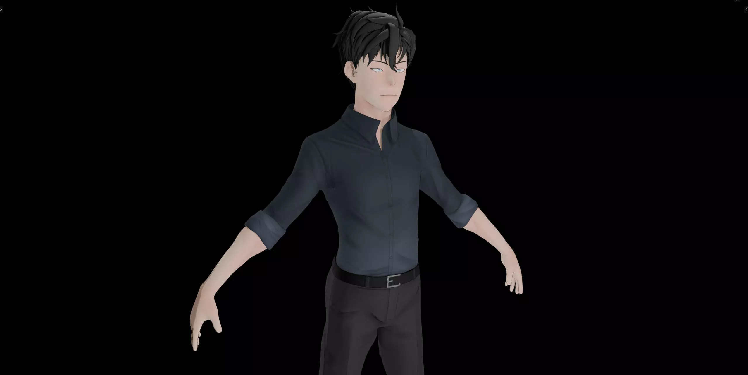 Anime Style Male Anatomy Character Wit Bundle of Cloths 3D model_22