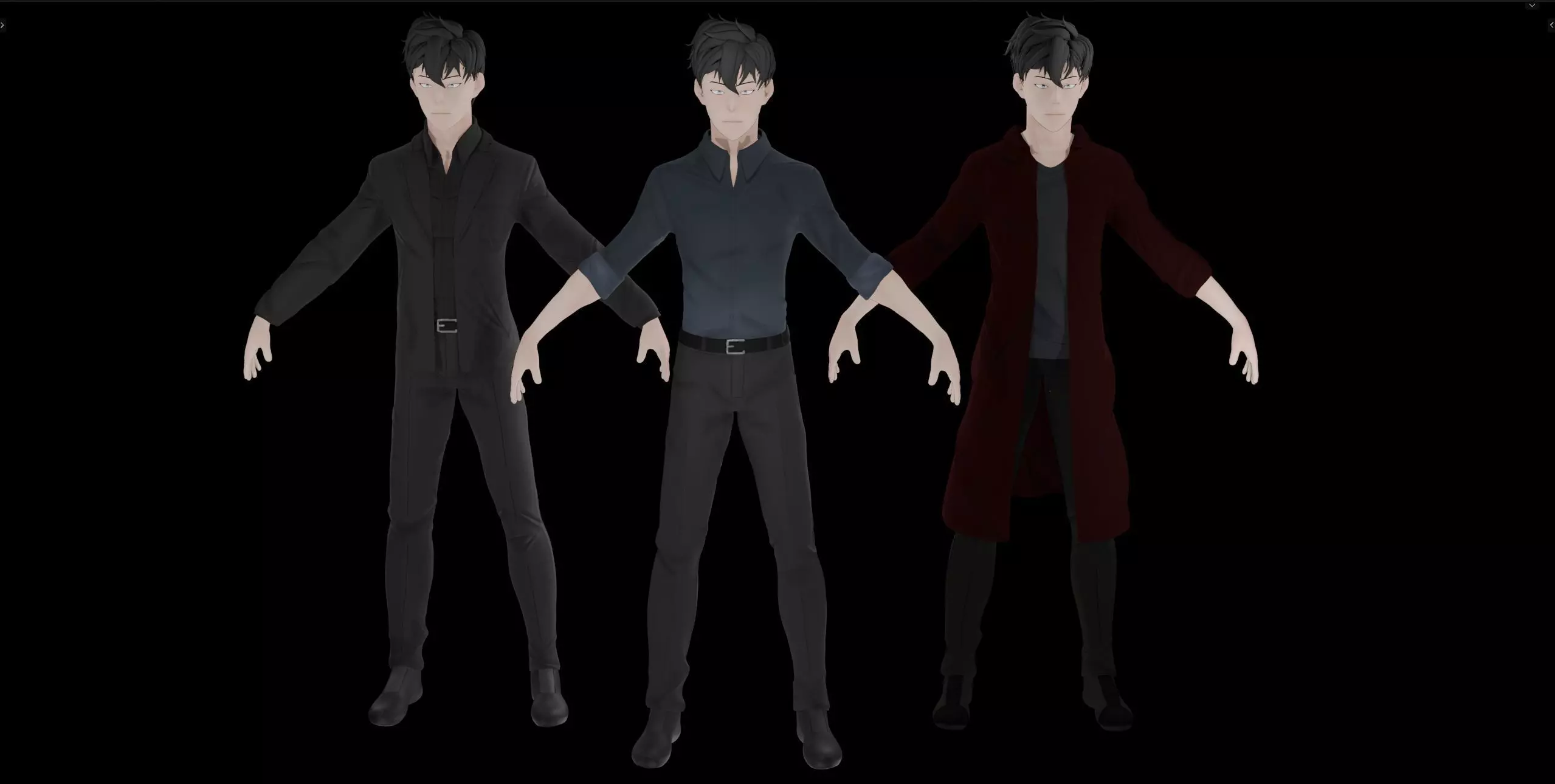 Anime Style Male Anatomy Character Wit Bundle of Cloths 3D model_16