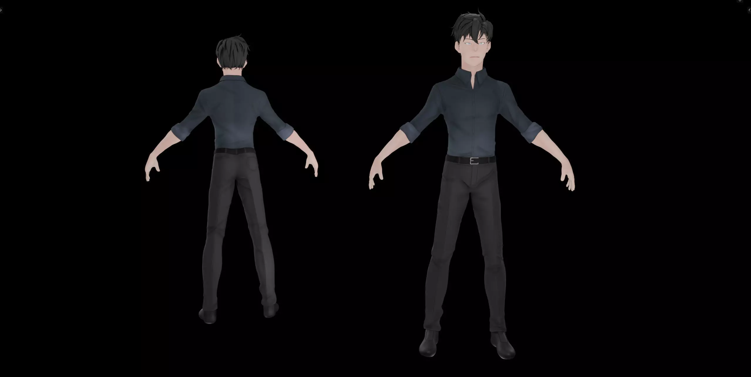 Anime Style Male Anatomy Character Wit Bundle of Cloths 3D model_8