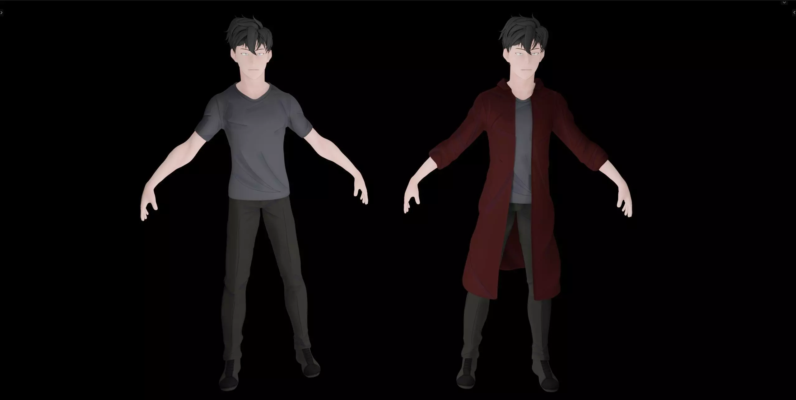 Anime Style Male Anatomy Character Wit Bundle of Cloths 3D model_7