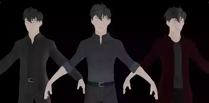 Anime Style Male Anatomy Character Wit Bundle of Cloths