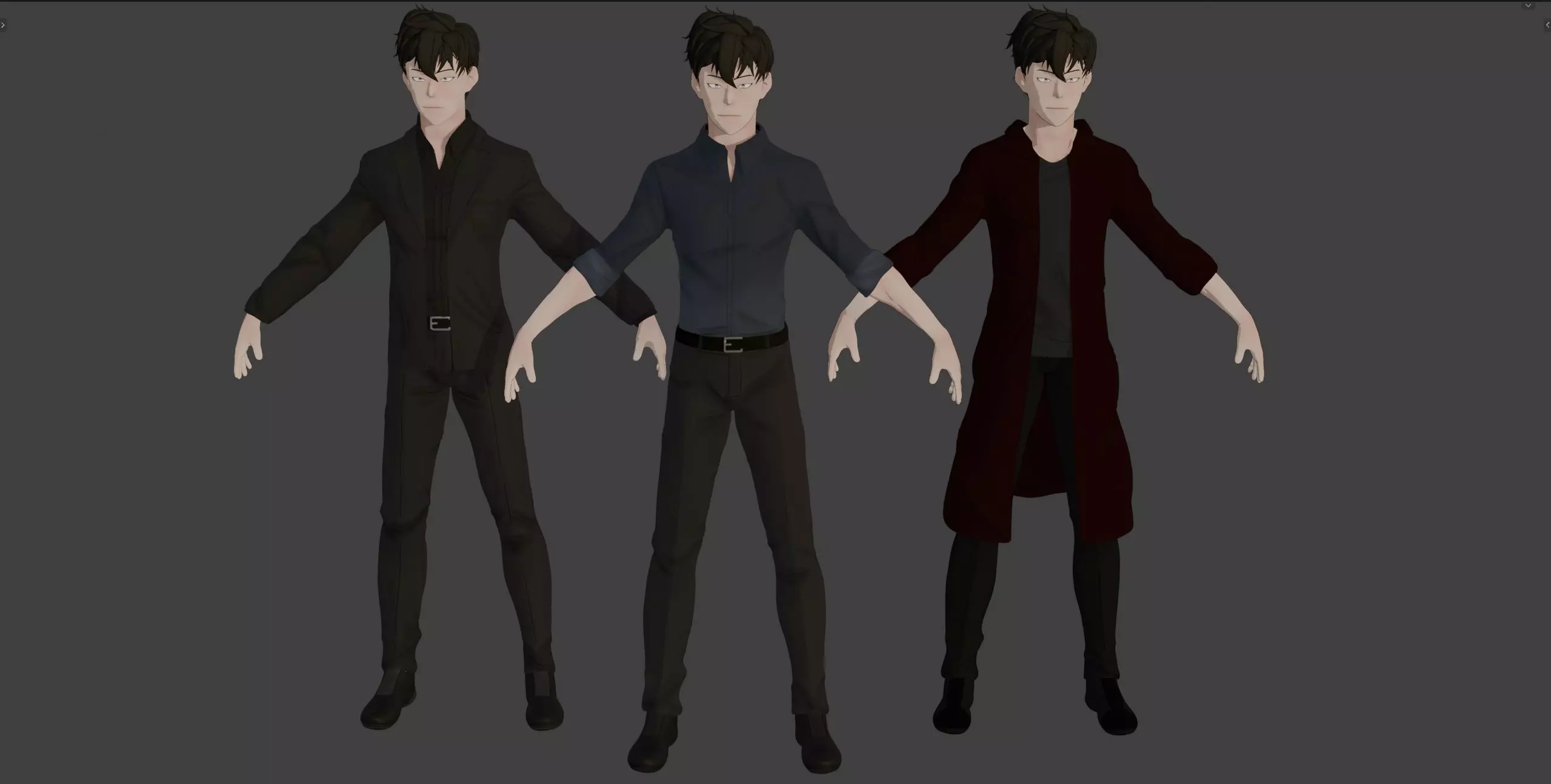 Anime Style Male Anatomy Character Wit Bundle of Cloths 3D model_15
