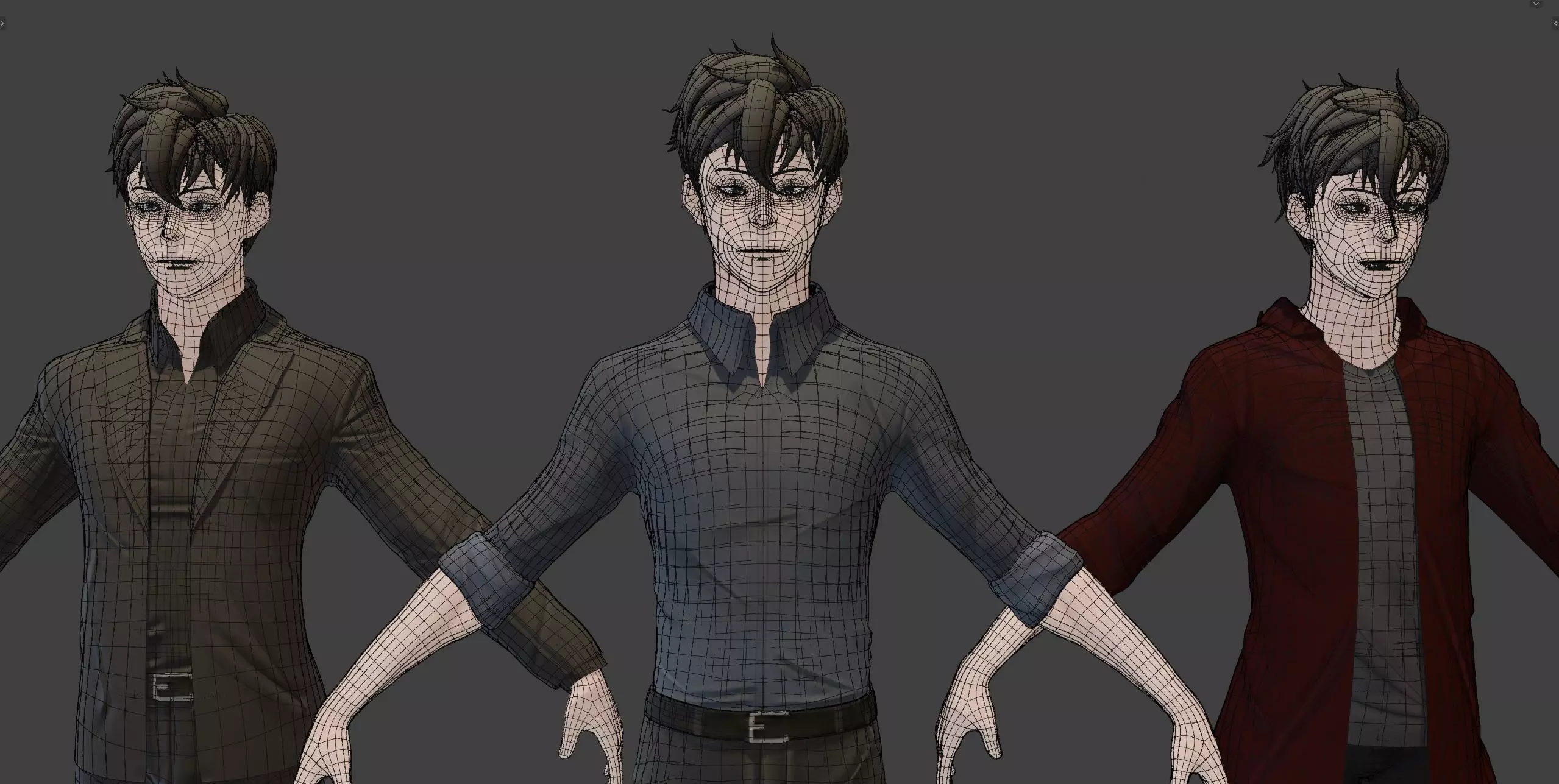 Anime Style Male Anatomy Character Wit Bundle of Cloths 3D model_13
