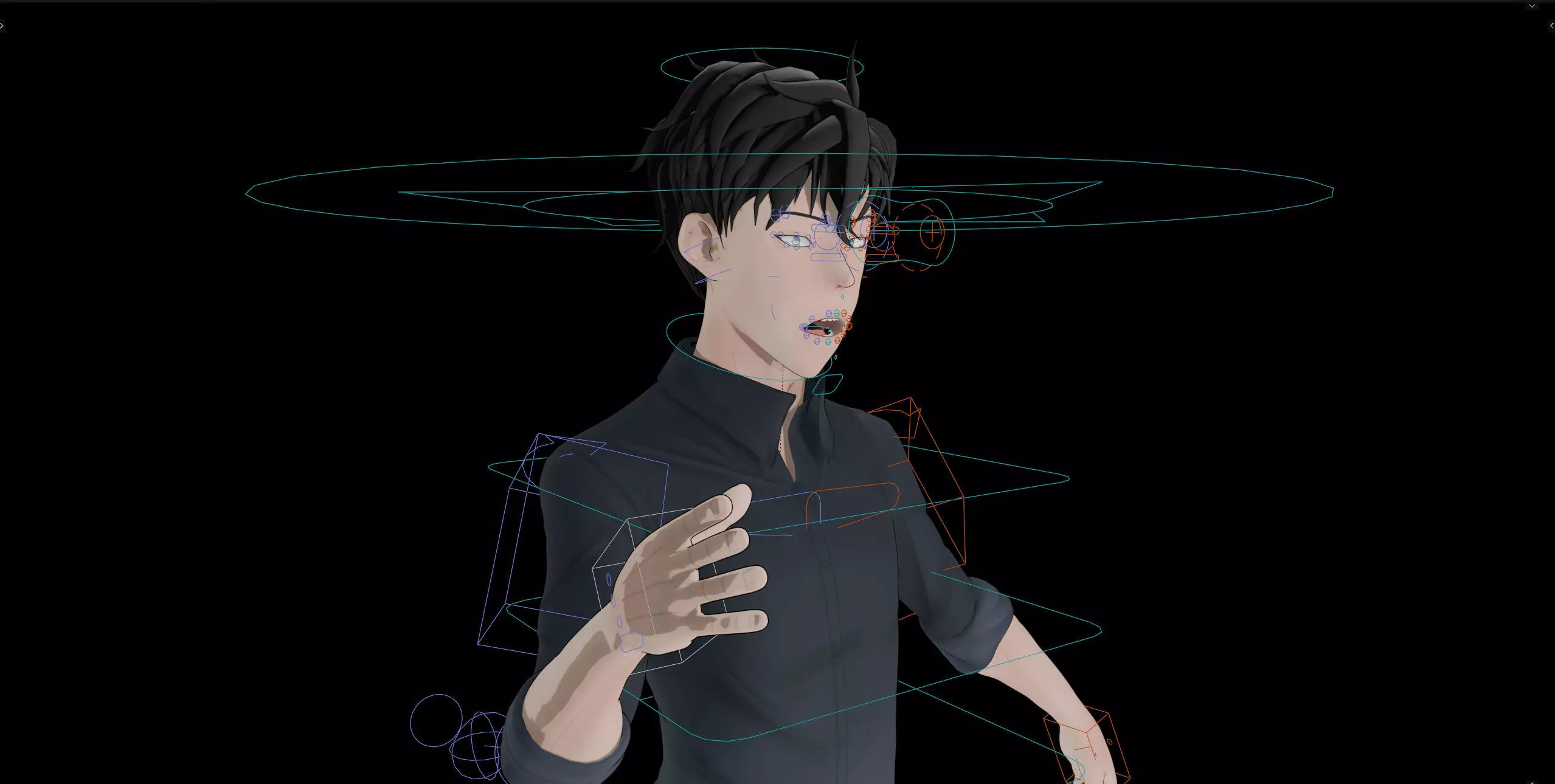Anime Style Male Anatomy Character Wit Bundle of Cloths 3D model_4