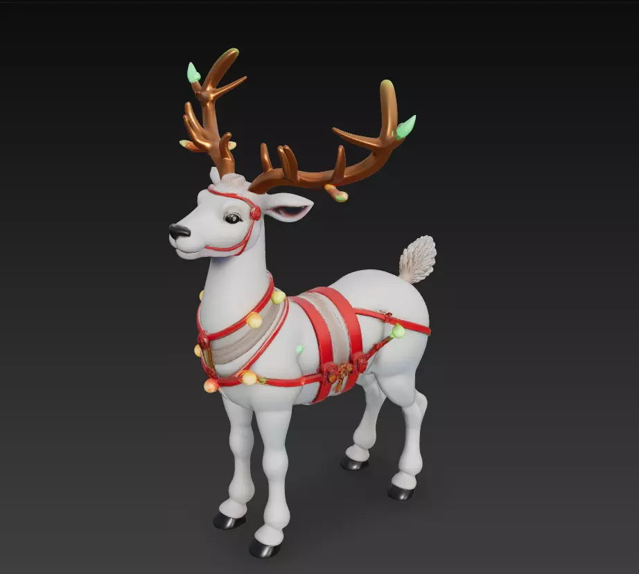 Festive Reindeer - Christmas Holiday 3D Model 3D print model_0