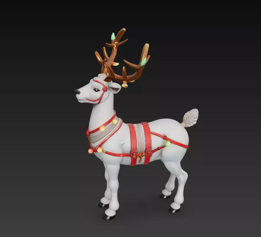 Festive Reindeer - Christmas Holiday 3D Model 3D print model_2