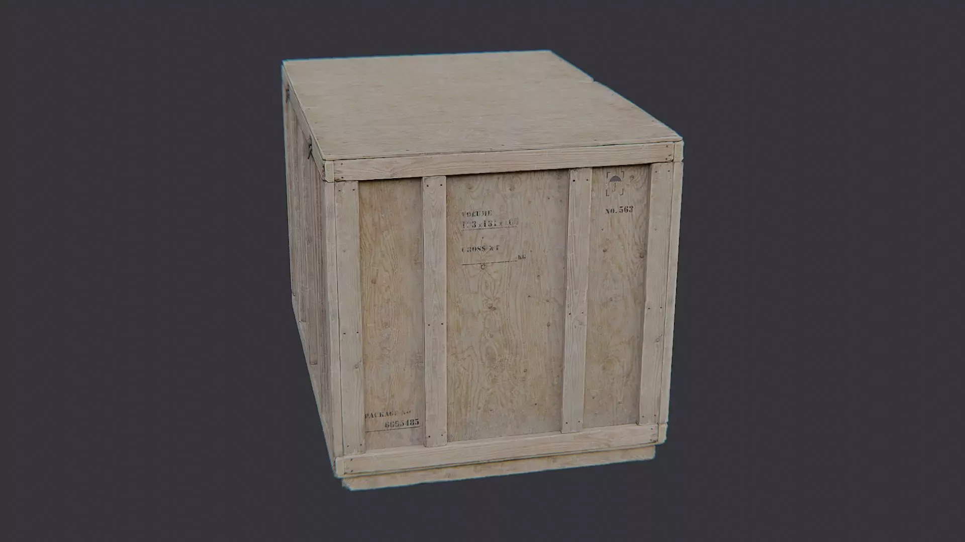 Wooden Shipping Crate Asset Low-poly 3D model_0