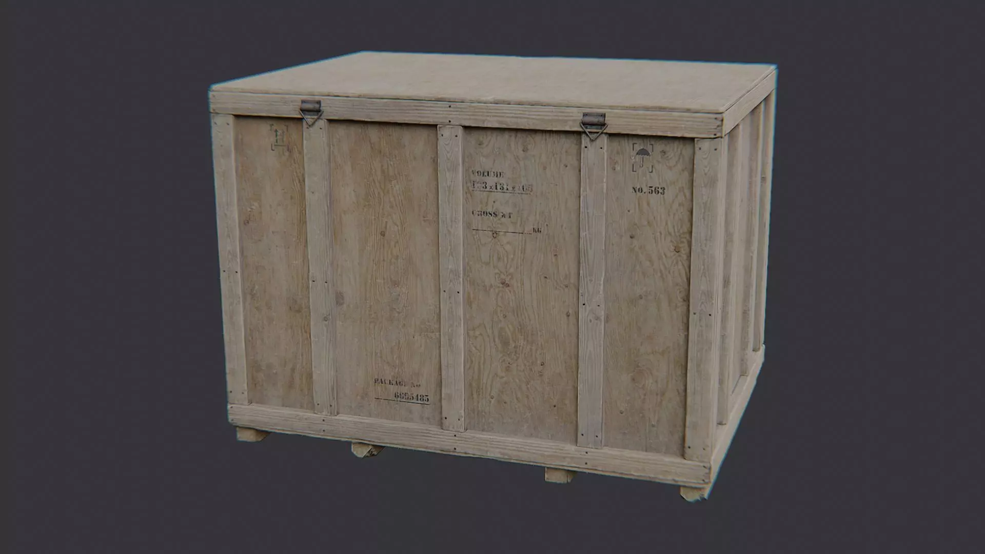 Wooden Shipping Crate Asset Low-poly 3D model_1