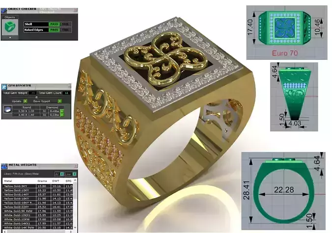 Men Signet Ring with Celtic Knot Motif model mr0323 3D print model