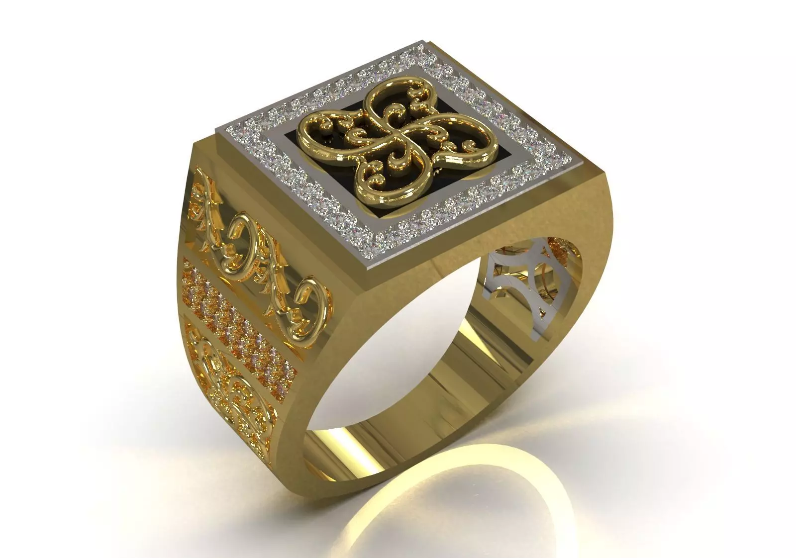 Men Signet Ring with Celtic Knot Motif model mr0323 3D print model_1
