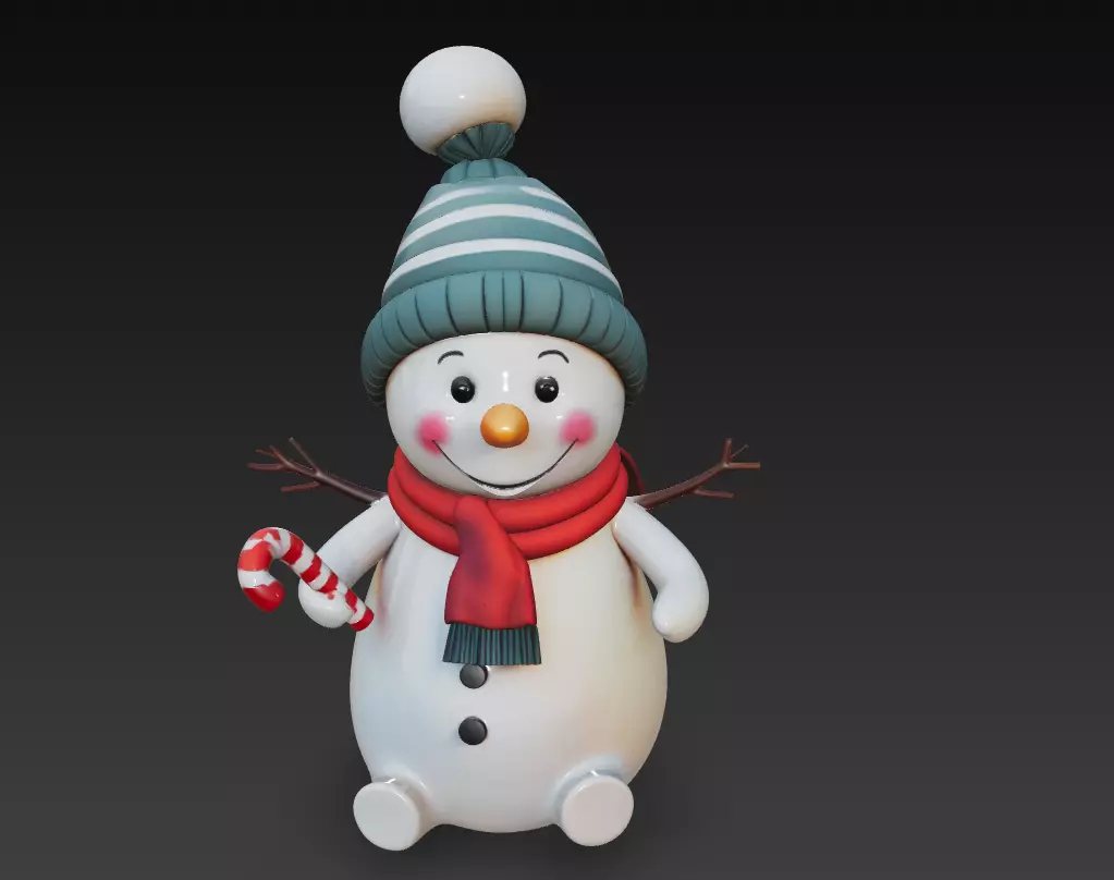 Cheerful Snowman - Christmas Holiday 3D Model 3D print model_0