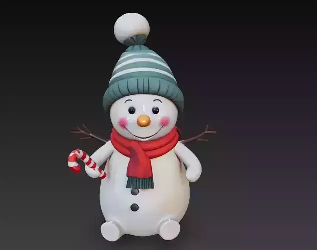 Cheerful Snowman - Christmas Holiday 3D Model 3D print model