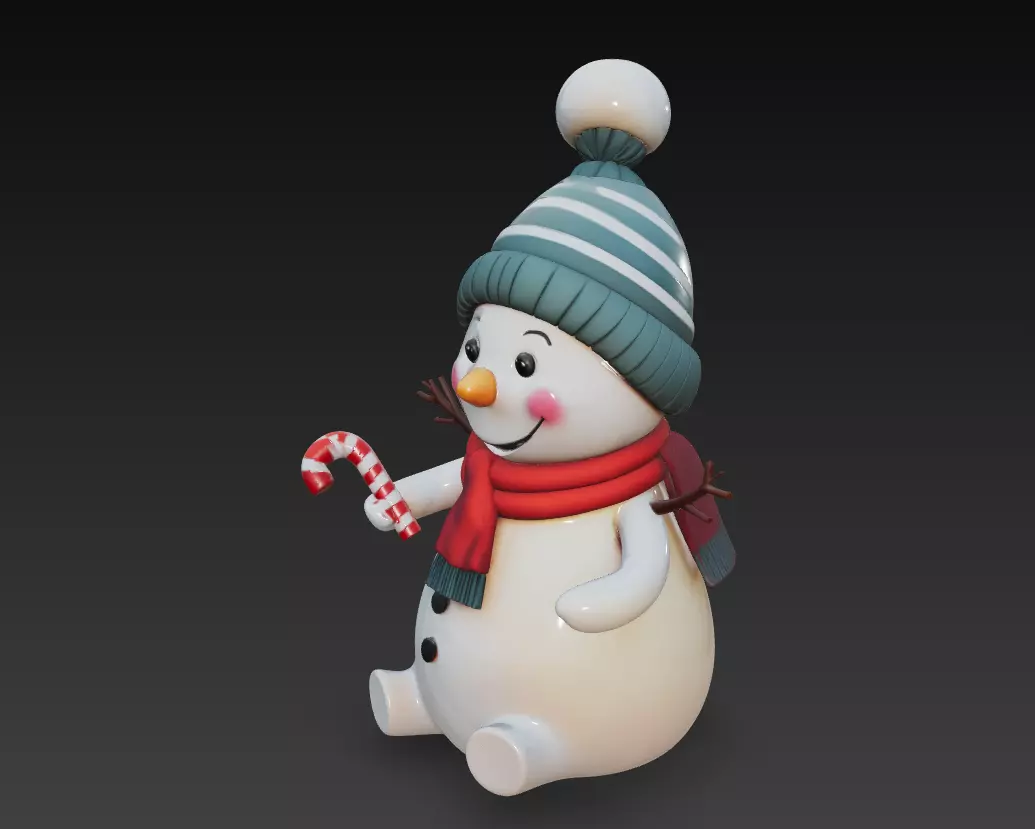 Cheerful Snowman - Christmas Holiday 3D Model 3D print model_1