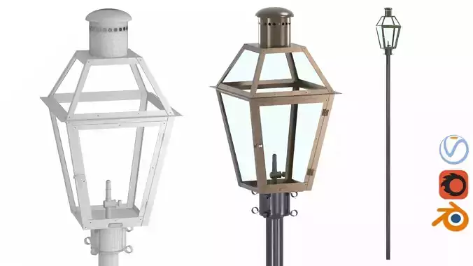 French Quarter Post Mount Gas Lantern