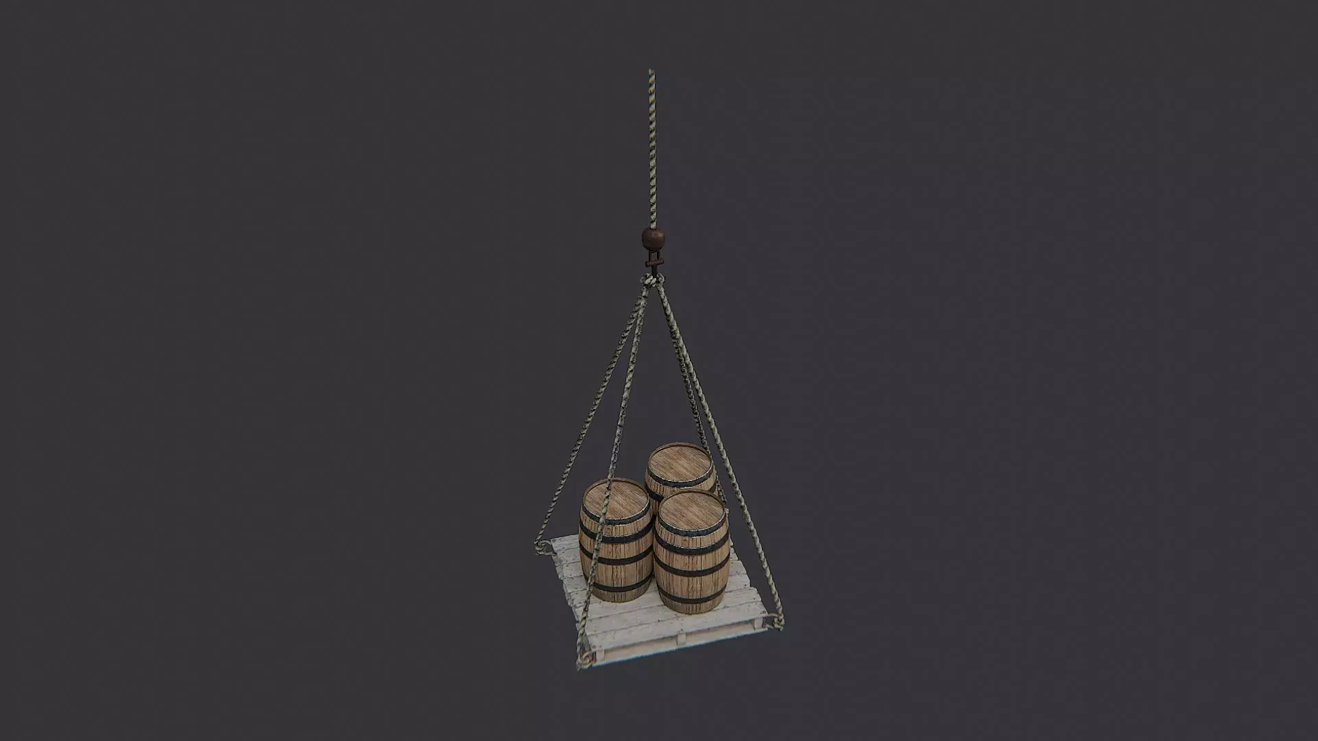 Hanging Dock Pallet with Barrels Low-poly 3D model_0