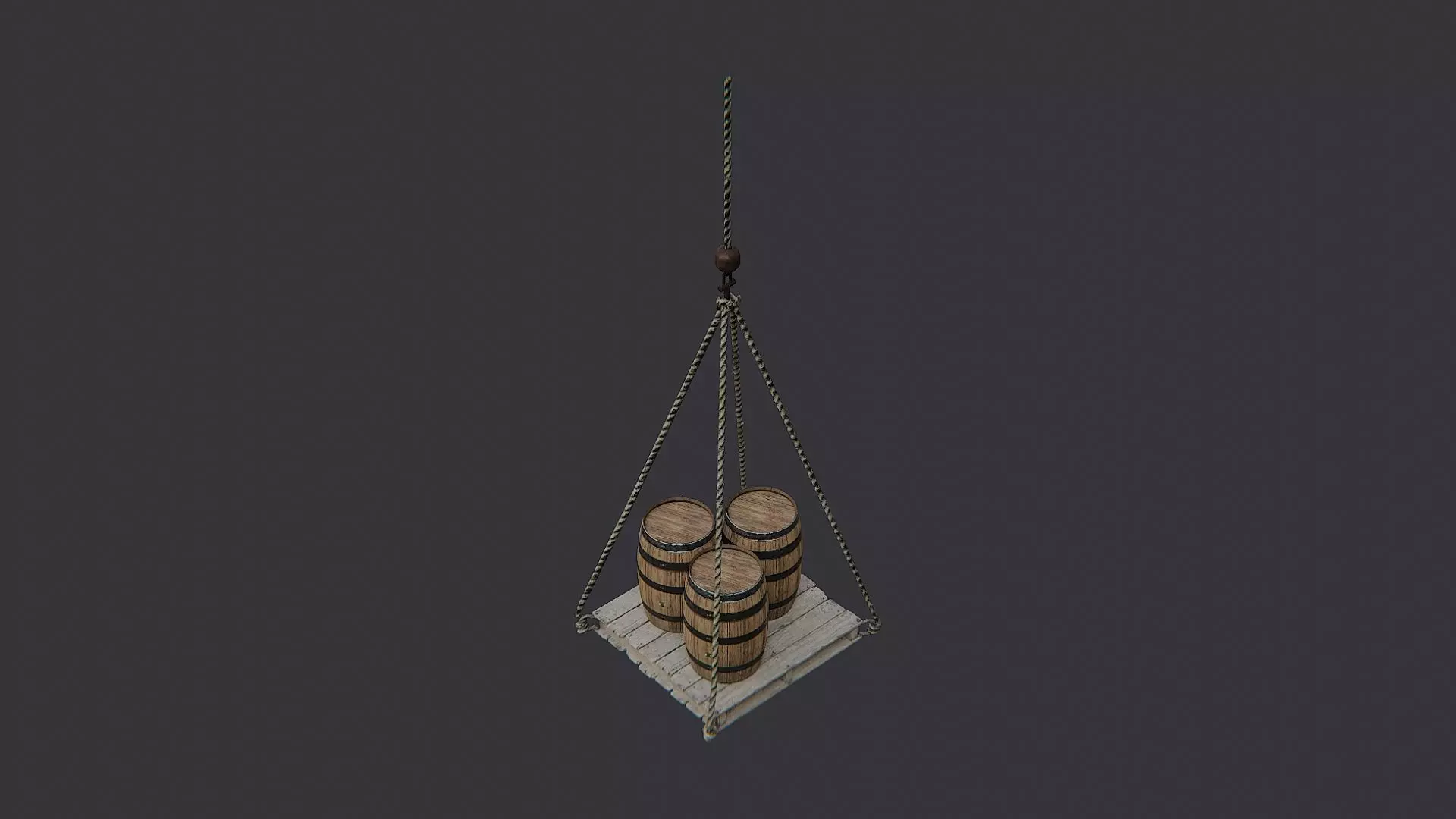 Hanging Dock Pallet with Barrels Low-poly 3D model_3
