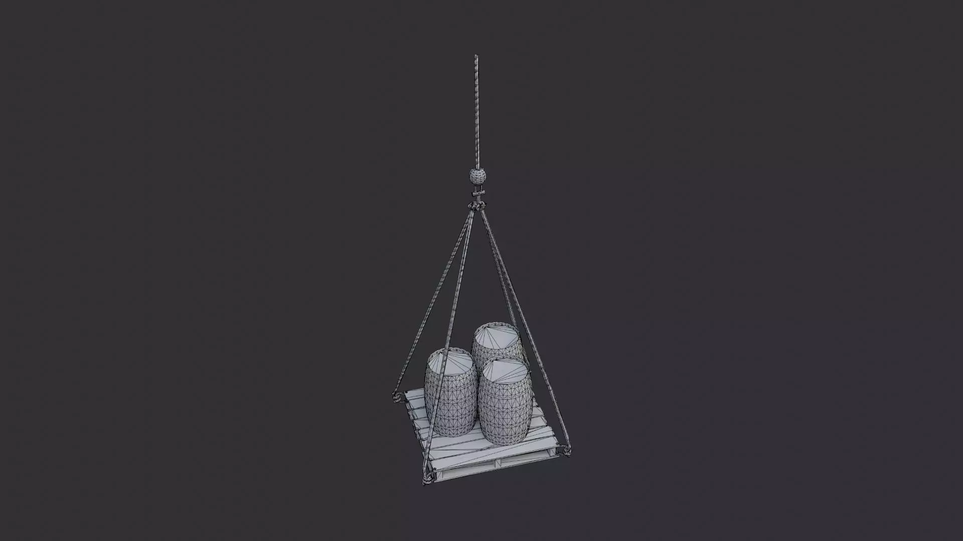 Hanging Dock Pallet with Barrels Low-poly 3D model_7