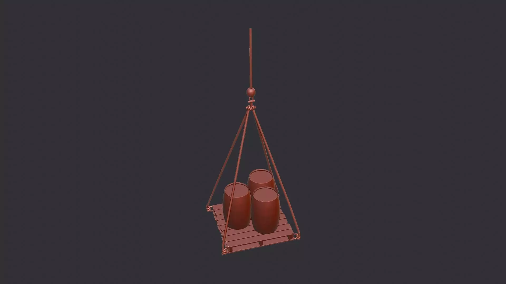 Hanging Dock Pallet with Barrels Low-poly 3D model_6