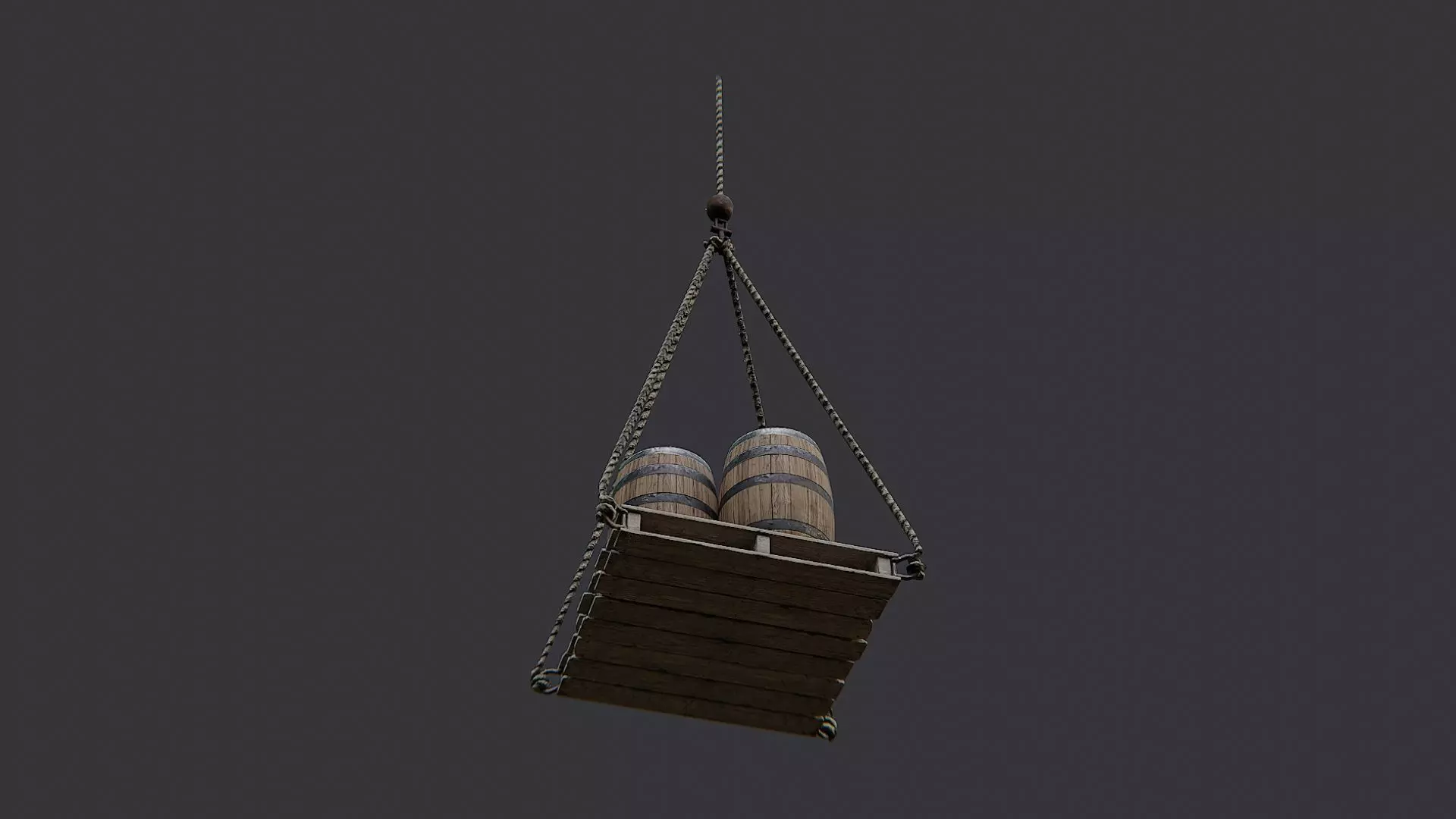 Hanging Dock Pallet with Barrels Low-poly 3D model_5