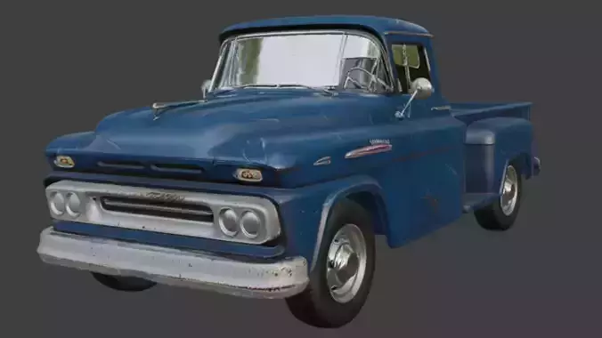 Old Scratched Pickup Truck 3D Model 3D model