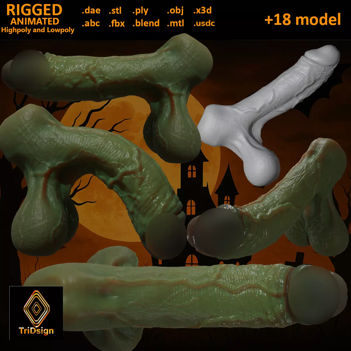 Fantasy Spooky Orc Penis Rigged Low-poly 3D model_0