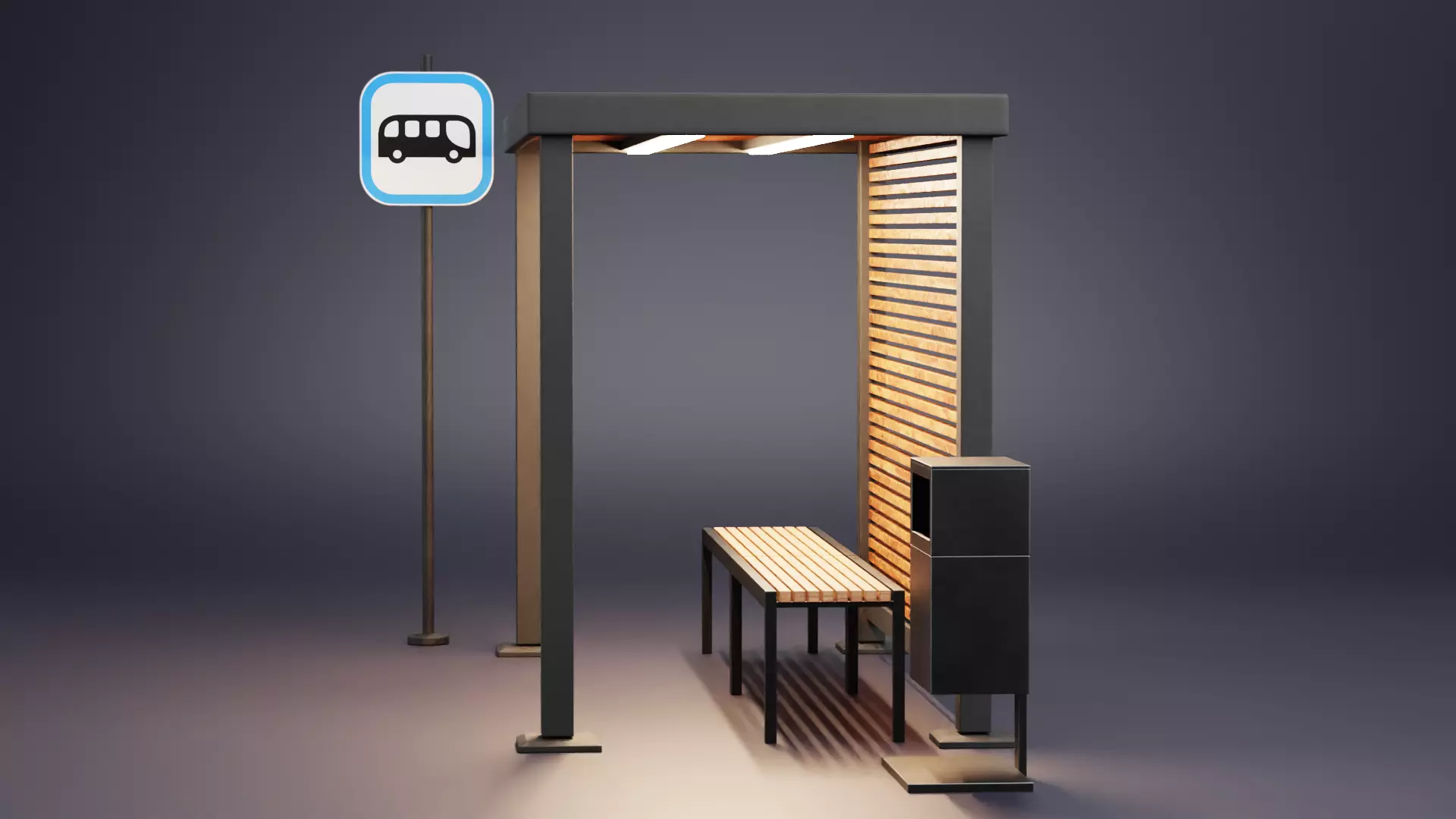-Bus Stop V1- Low-poly 3D model_5