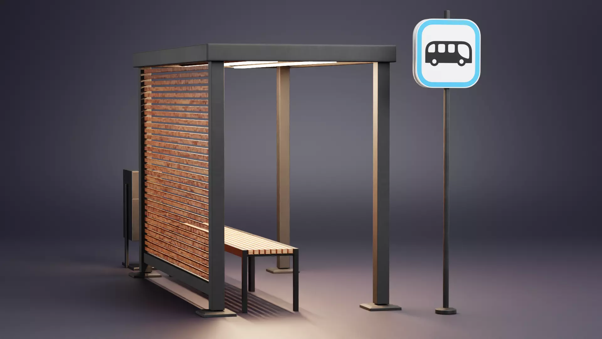 -Bus Stop V1- Low-poly 3D model_3