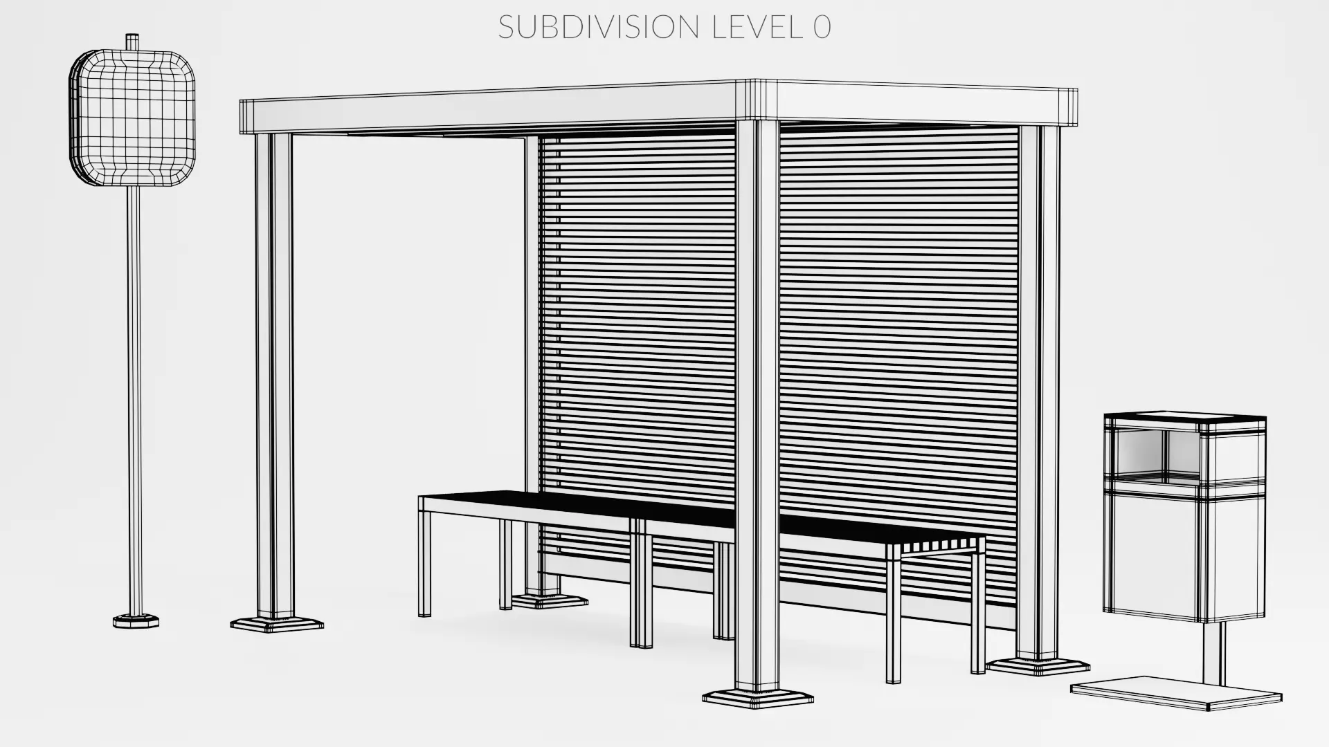 -Bus Stop V1- Low-poly 3D model_7