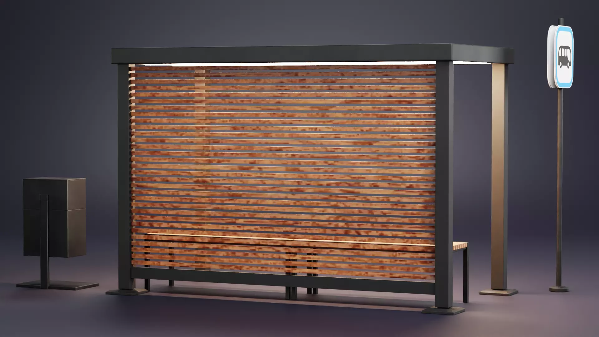 -Bus Stop V1- Low-poly 3D model_4