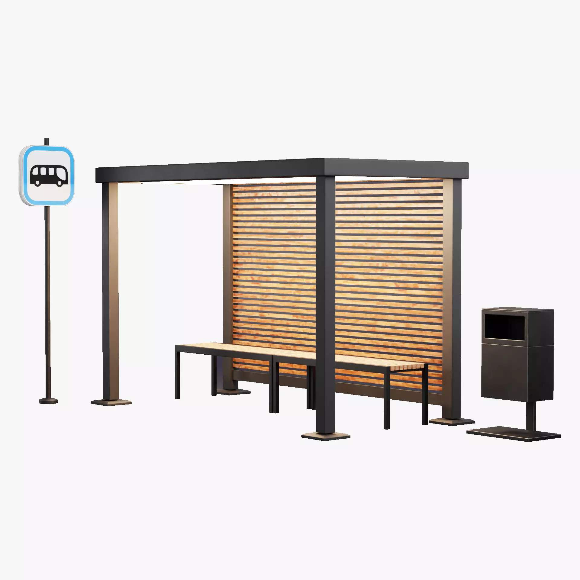 -Bus Stop V1- Low-poly 3D model_15