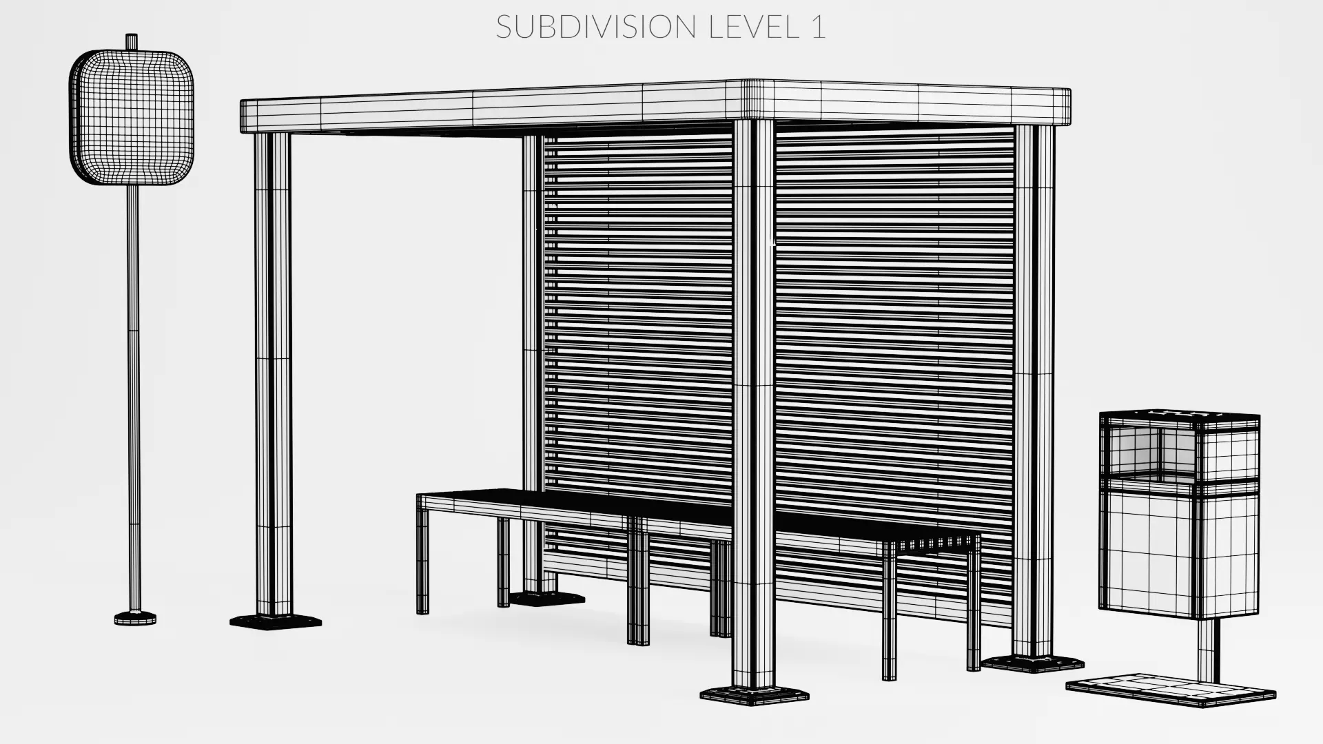 -Bus Stop V1- Low-poly 3D model_12