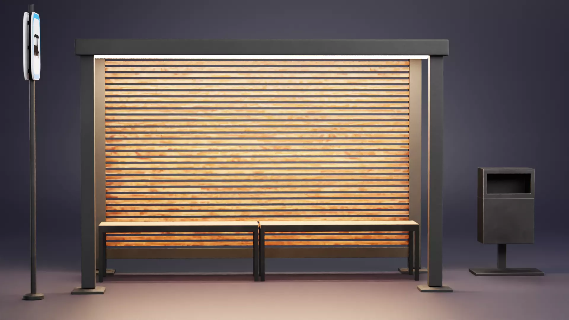 -Bus Stop V1- Low-poly 3D model_1