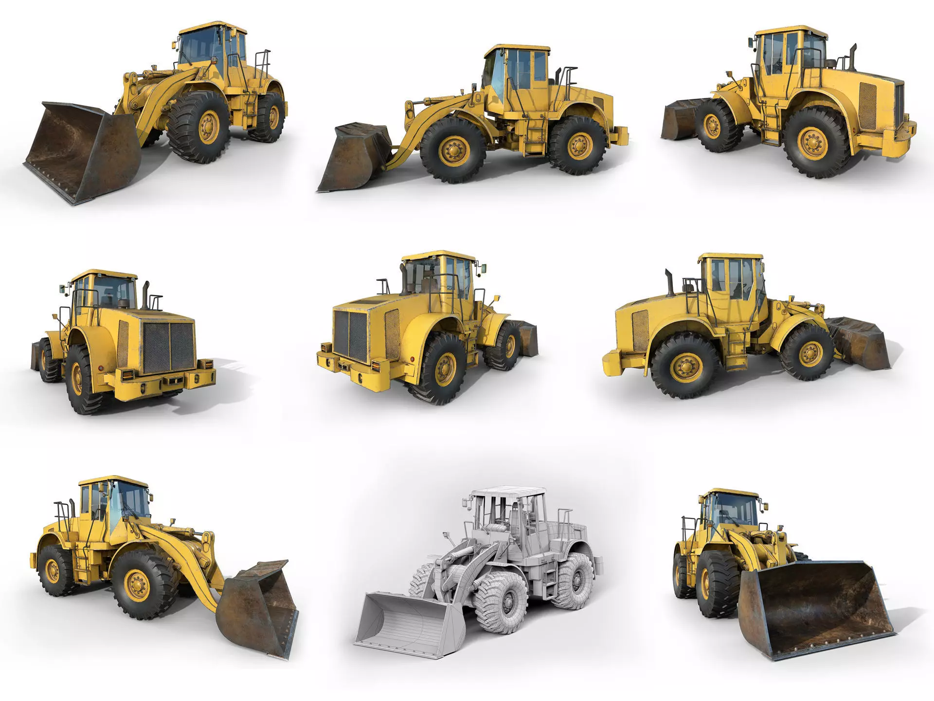 Collection of heavy and industrial vehicles Low-poly 3D model_12