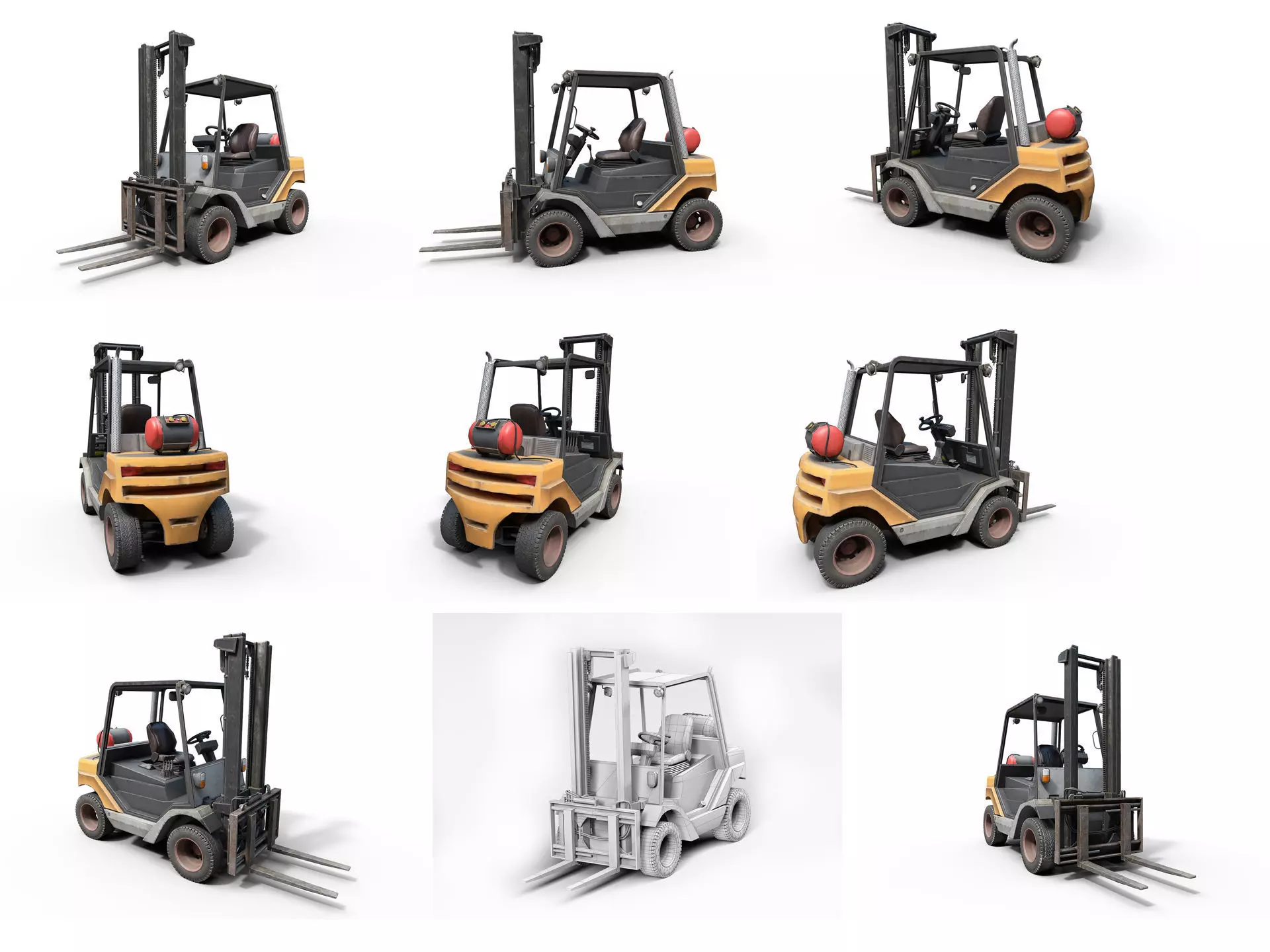 Collection of heavy and industrial vehicles Low-poly 3D model_6