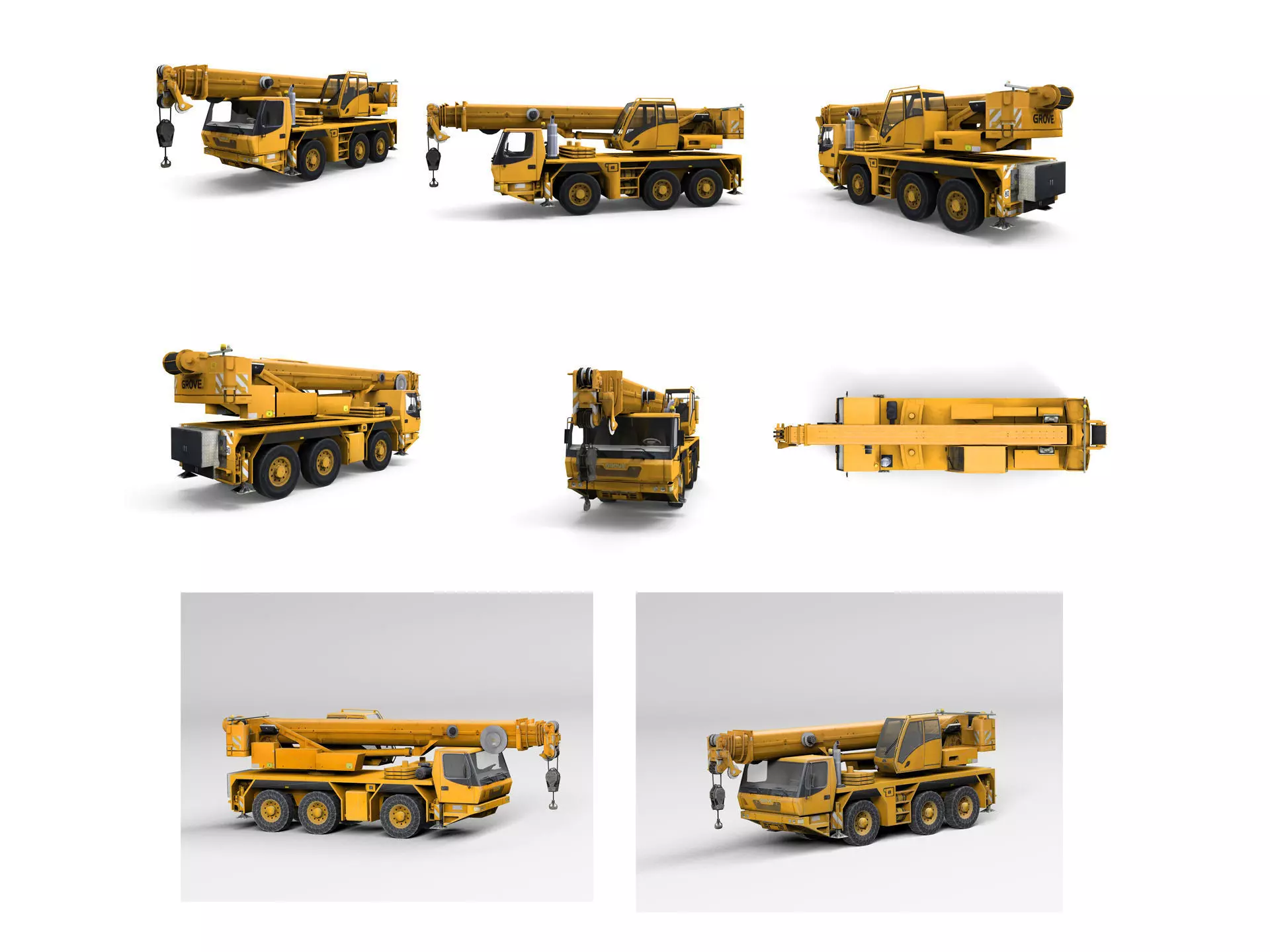 Collection of heavy and industrial vehicles Low-poly 3D model_2