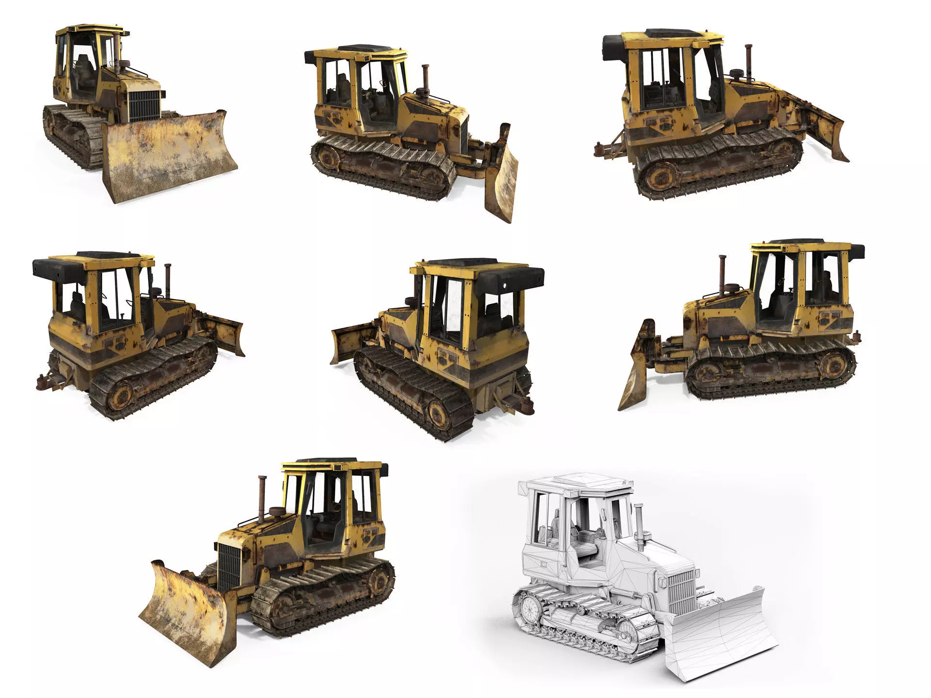 Collection of heavy and industrial vehicles Low-poly 3D model_9