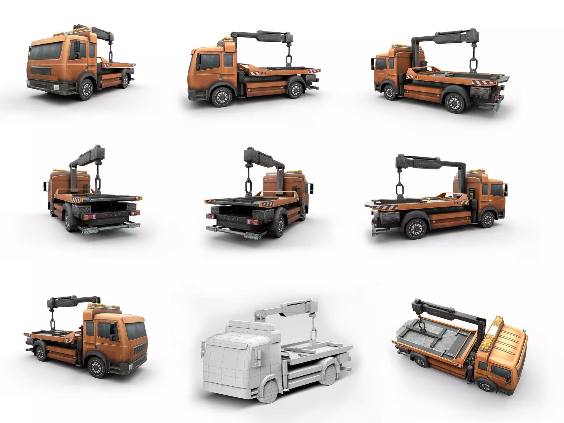 Collection of heavy and industrial vehicles Low-poly 3D model_3