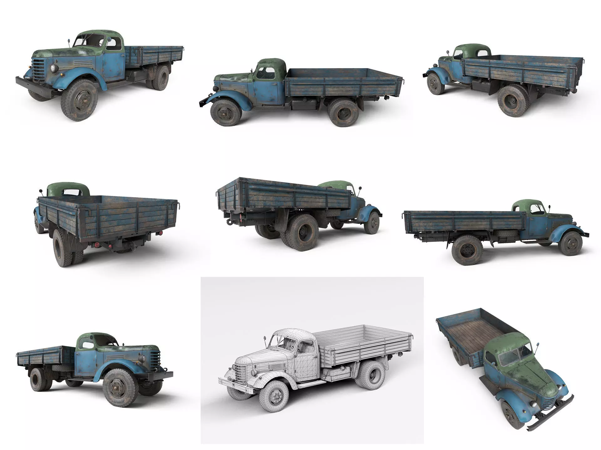 Collection of heavy and industrial vehicles Low-poly 3D model_11