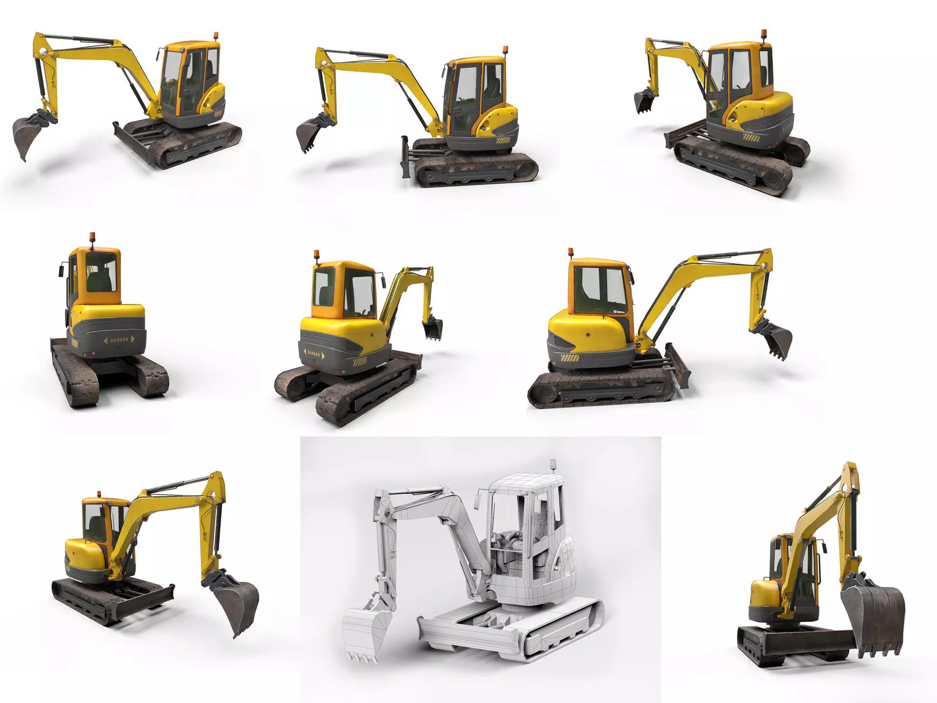 Collection of heavy and industrial vehicles Low-poly 3D model_8