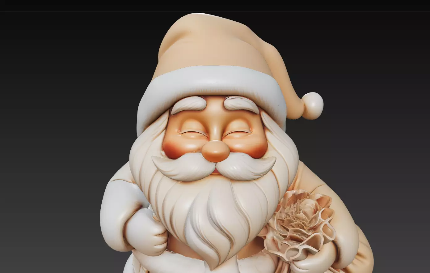 Beige Santa - Stylized Christmas 3D Model 3D print model_1