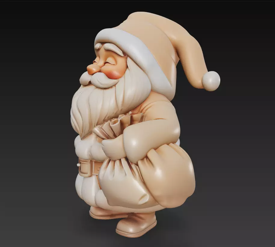 Beige Santa - Stylized Christmas 3D Model 3D print model_2