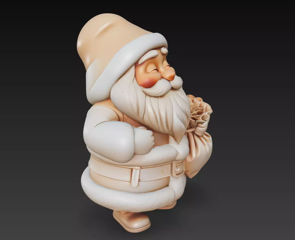 Beige Santa - Stylized Christmas 3D Model 3D print model_3