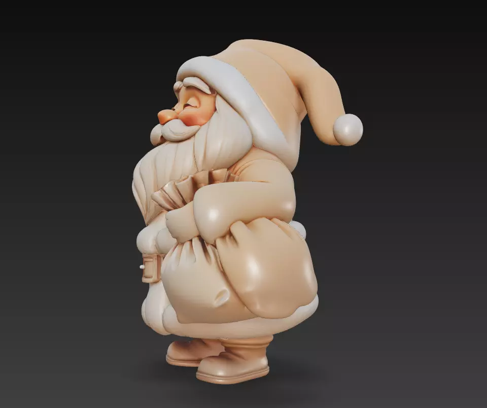 Beige Santa - Stylized Christmas 3D Model 3D print model_5