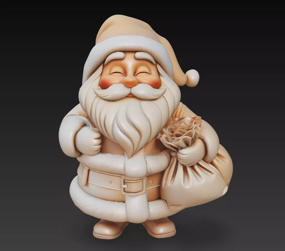 Beige Santa - Stylized Christmas 3D Model 3D print model_0